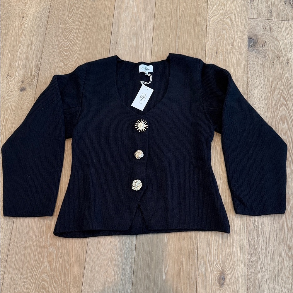 Able Los Angeles Black Cardigan with Gold Buttons